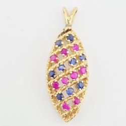 14k gold ruby & sapphire pendant