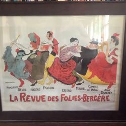 Large wooden frame French burlesque artwork