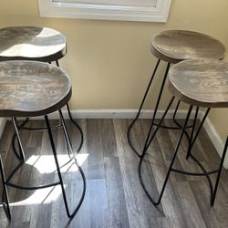 4 Mango Wood Stools 