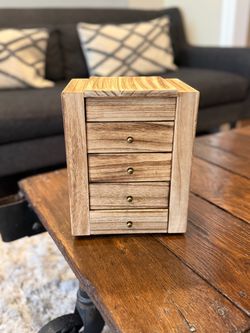 Rustic Wood Jewelry Box With Mirror