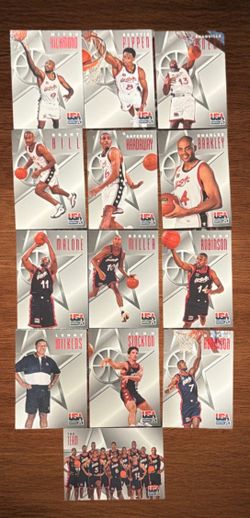 US BASKETBALL OLYMPIC TEAM 1996 CARDS SKYBOX TEXACO. LOT OF 13 cards