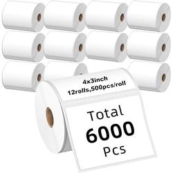 Kingtac 3-Proof 1" Core (6,000 Labels/12 Rolls) 4" x 3" Direct Thermal Label Rolls