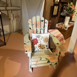Floral Painted Adirondack Rocking Chair