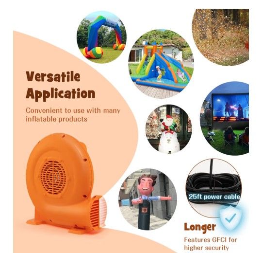 "Bounce House Blower 400W/420CFM Air Blower for Inflatables, UL Certified Air Pump Fan for Inflatable Bounce House Slide and Bouncy Castle, Drying Flo