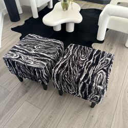 Black Marble Bench Chair Seat Ottoman 