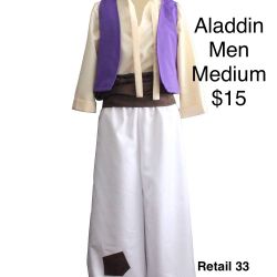 Aladdin Men Costume Arabian Arabic Halloween Medium / Disfraz de Arabe Hombre Mediano 