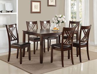 NEW 7 PC Espresso Wood Table Chairs Dining Room Set $10 DOWN