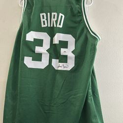 LARRY BIRD SIGNED BOSTON CELTICS AUTOGRAPHED CUSTOM JERSEY W/COA - XL - 1051