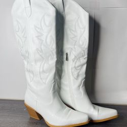 Pasuot Western Cowboy Boots for Women - Knee High Wide Calf Cowgirl Boots Size 9.5