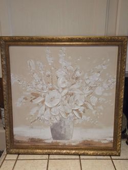 Beautiful Textured Faux Painting In Ornate Gold Frame. (23" x 23")