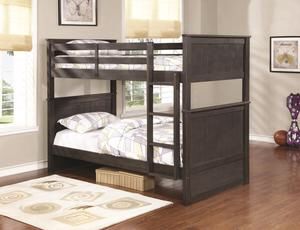 Bora (Charcoal Black - Red)Twin over Twin Bunk Bed | 9085