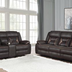 $0 Down!  New Reclining Couch / Love Seat.  Brown Or Taupe Leather.  Free Delivery!