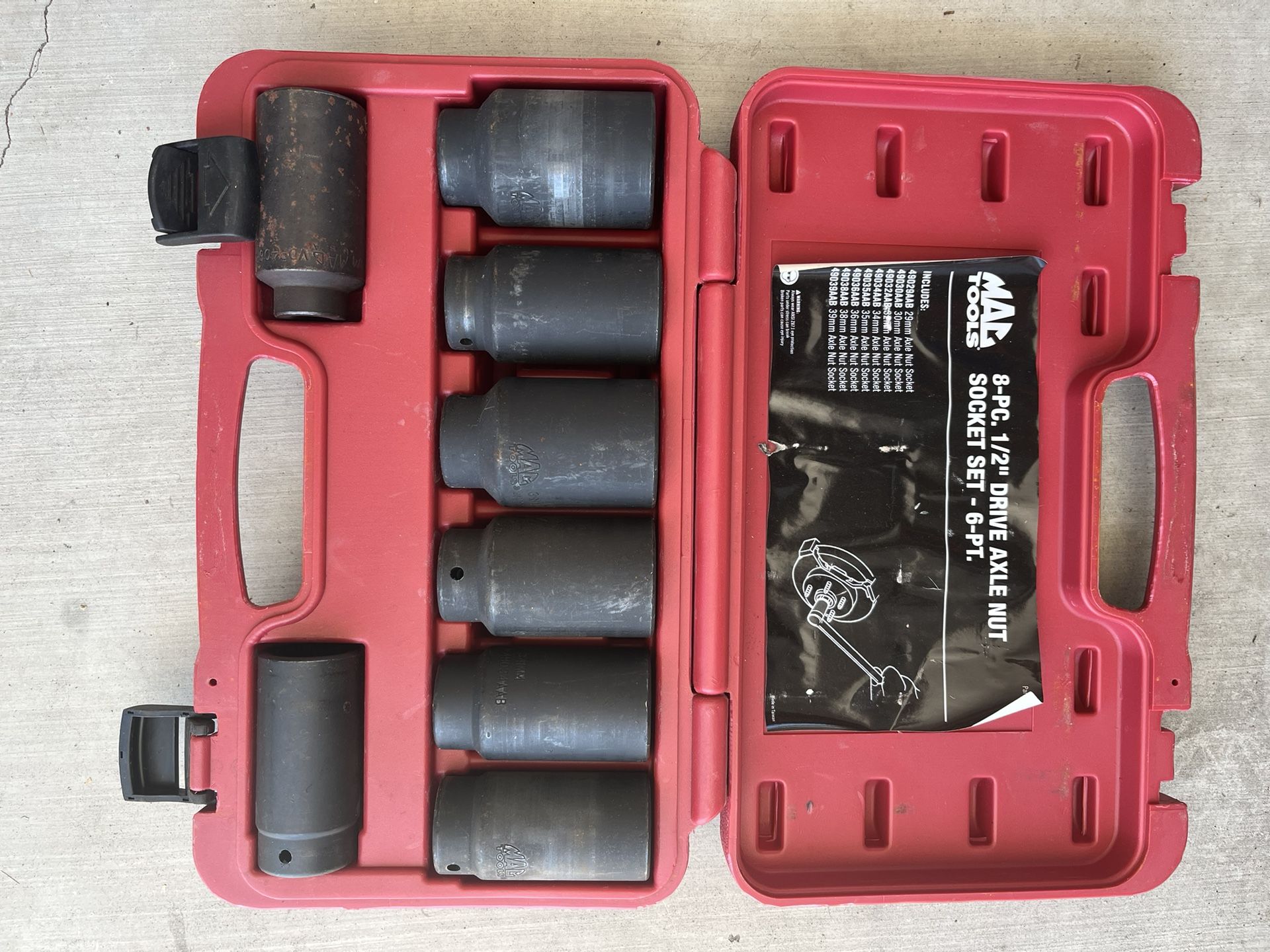Mac Tools 8-PC. 1/2" Drive Axle Nut Socket Set - 6-PT