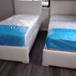 $600 For Both Set Of Twin Bed Frame With Mattress And Boxspring Brand New Free Delivery Free Assembly 