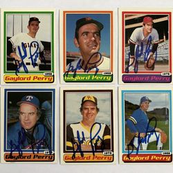 1962-82 Topps Gaylord Perry Autographed Six Card Set