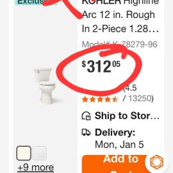 (NEW) Toilet in Biscuit Highline Arc 12 in.Rough Elongated Chair Height slow Close Seat 