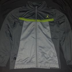 Nike Air Jordan Jumpman Full Zip Jacket Boys L Large 12-13 yrs Gray w Neon Green