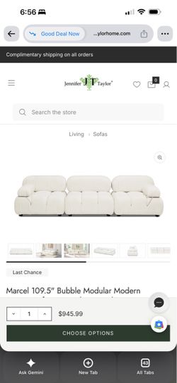 Marcel 109.5" Bubble Modular Modern 3-Piece Sofa, Ivory White Bouclé