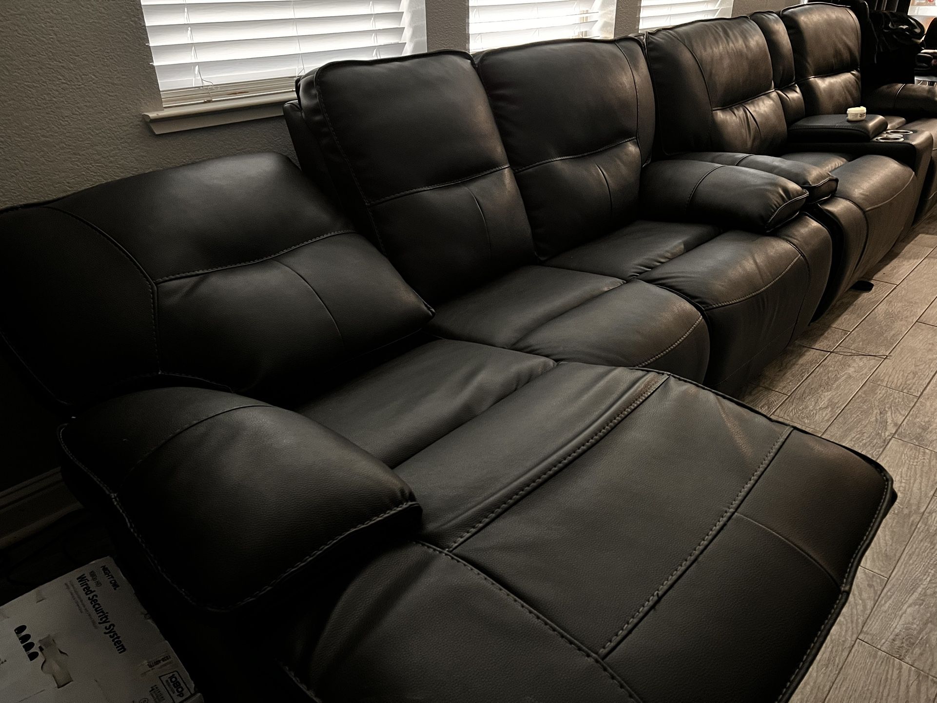 Black Reclining Loveseat With Console, Couch With USB 
