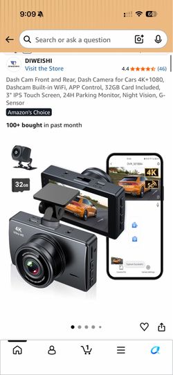 Dash Cam Front and Rear, Dash Camera for Cars 4K+1080, Dashcam Built-in WiFi, APP Control, 32GB Card Included, 3" IPS Touch Screen, 24H Parking Monito