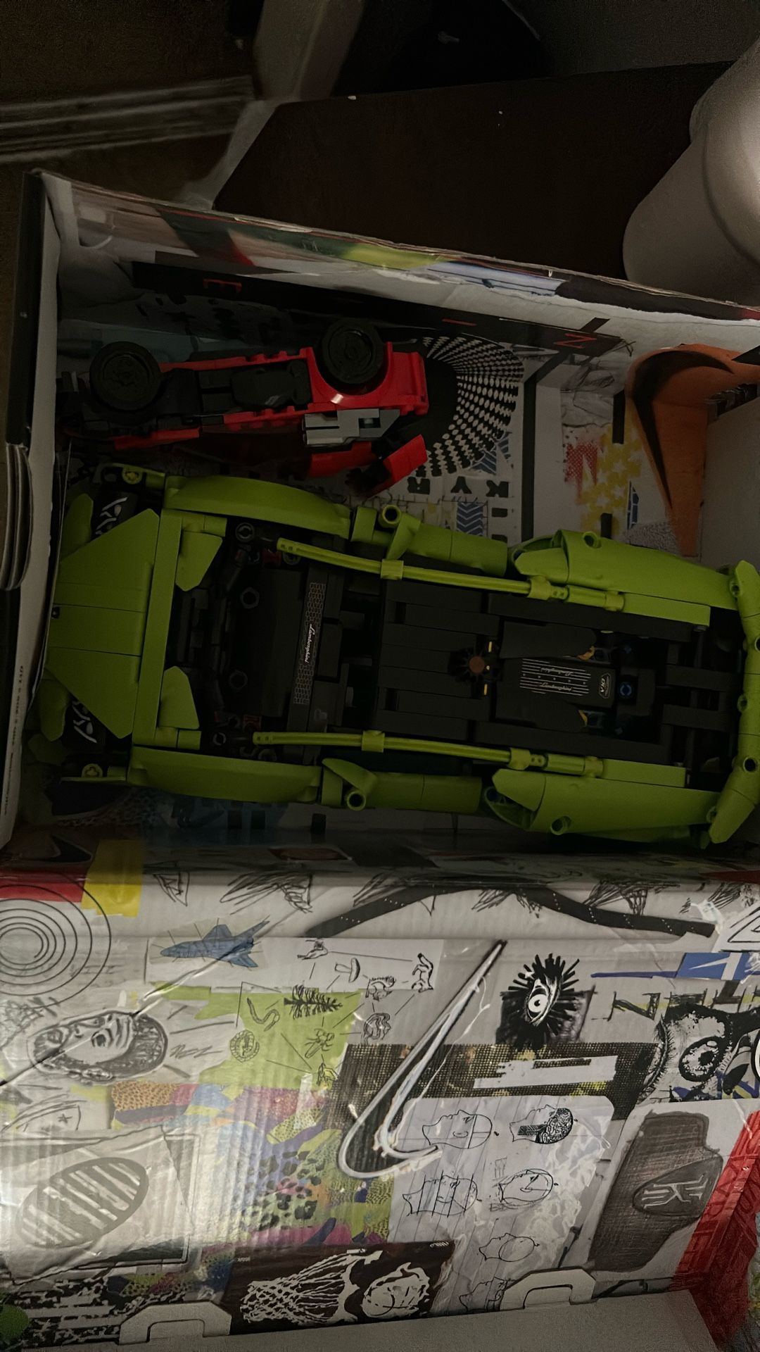 Two Lego Car, One Green Lamborghini And A Spider Man Car