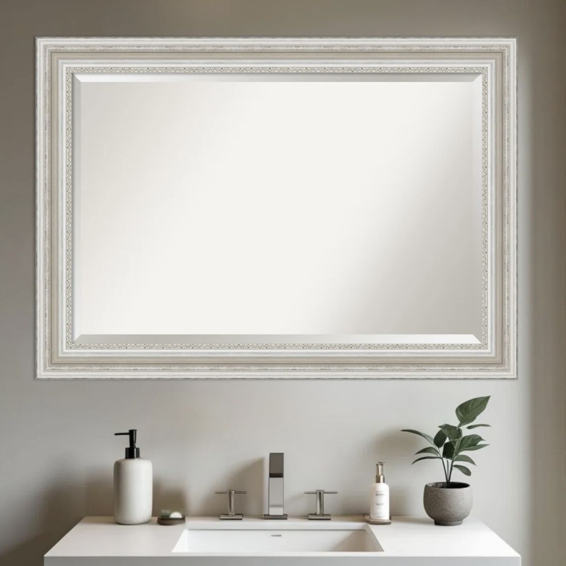 Large Wall Mirror In Silver Like New