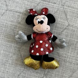 TY Disney Disneyland Minnie Mouse Glitter Sparkle Red 16” Plush Doll Figure