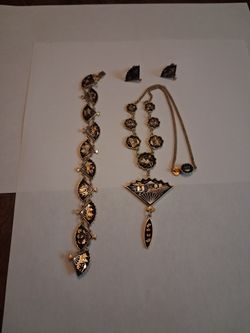 24K Japan Gold-Inlay Earrings-  ,Bracelet, - Necklace set