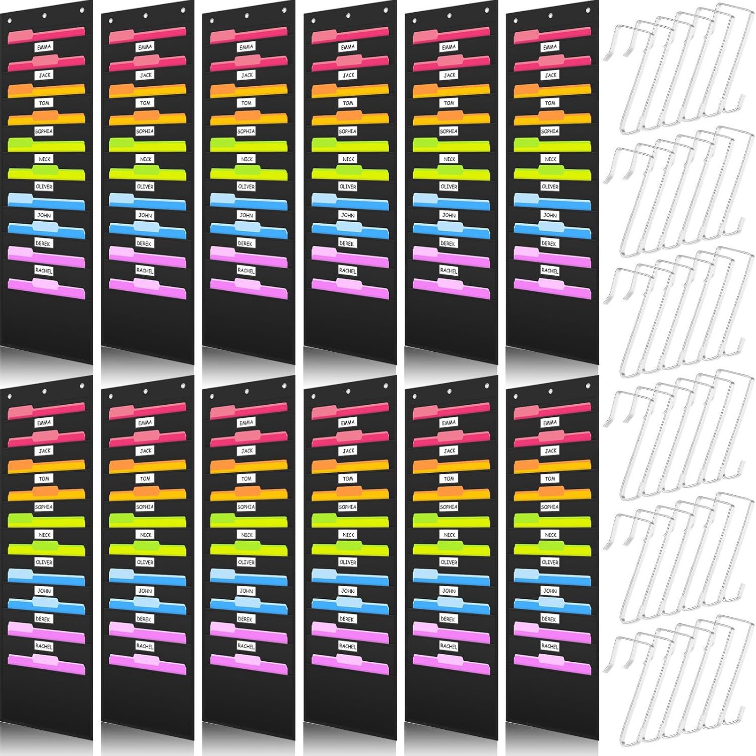 SABARY Heavy-Duty Storage Pocket Chart, Hanging File Folder Organizer - 14"x47", 12 Pack (NEW)
