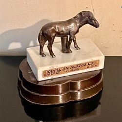 Vintage Advertisment Bronze Copper? Statue Paperweight Heavy.