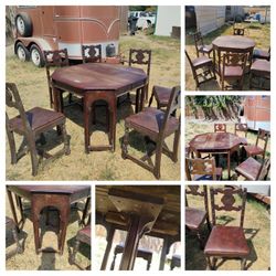 Vintage Dining Room Table And Chairs With Leaf