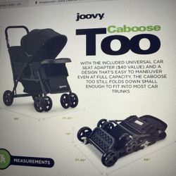 Joovy Caboose Too Ultralight Graphite Stand-On Double Stroller with Universal Car Seat Adapter