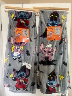 Disney Stitch Halloween Plush Throw Blankets (Set of 2)