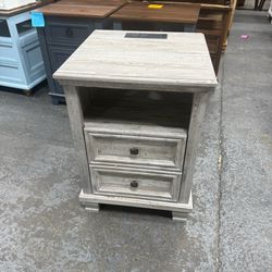 Rustic Grey Nightst and with Charging Station