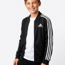Adidas Youth Medium Track Jacket Black 3 Stripe Size 10/12