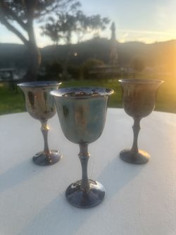 Vintage Valero Silverplate Goblets Set of 3  Cups Elegant Drinkware Collection