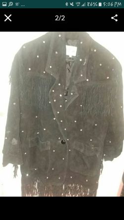Black suede Vintage fringe and Crystal jacket