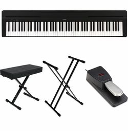 Yamaha 88-Key Weighted Portable Digital Piano Keyboard with Music Rest, Sustain Foot Switch, Built-in Speakers, USB Connectivity, Black (P45B)