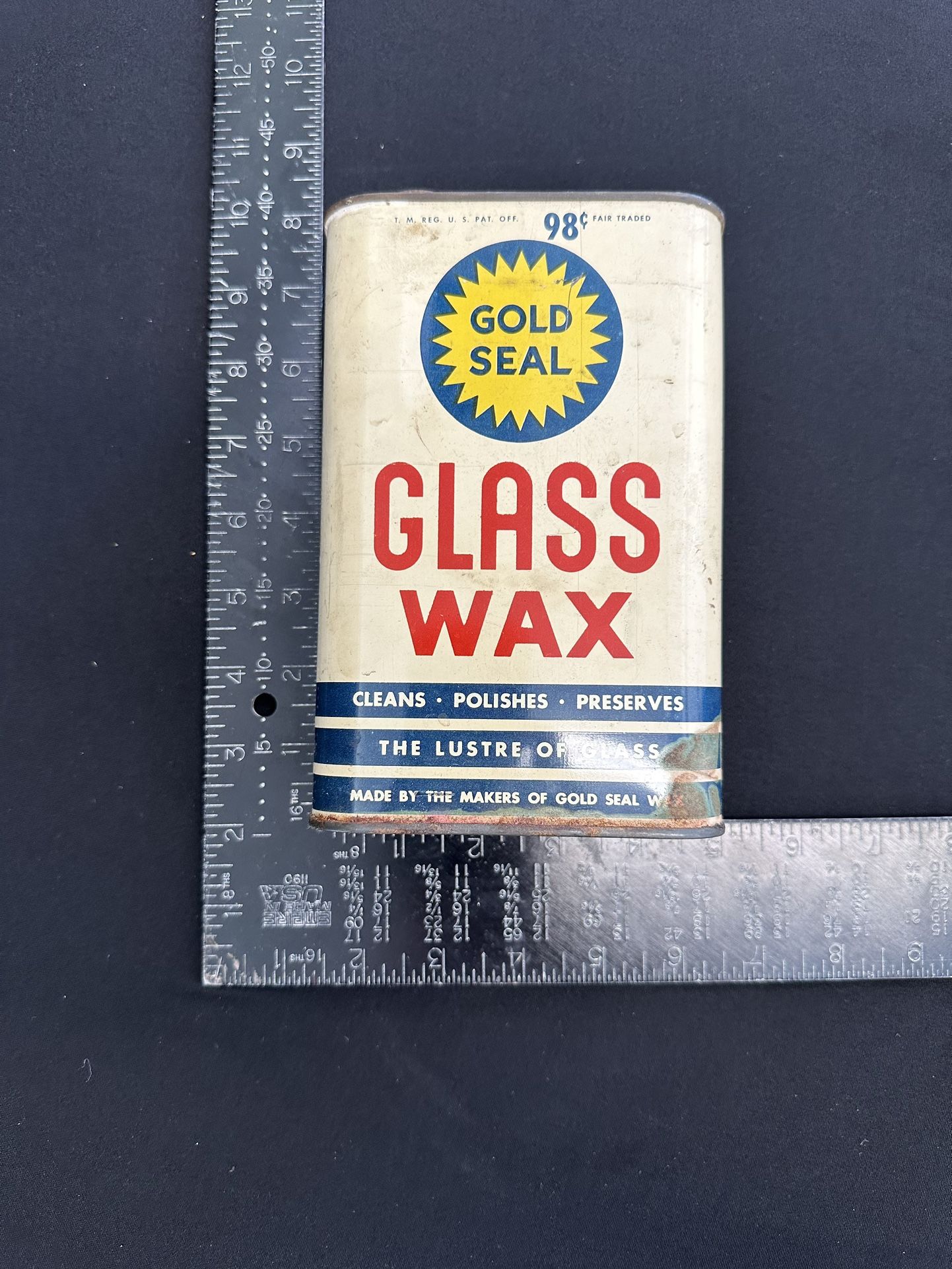 Vintage Gold Seal Glass Wax 1 Quart can