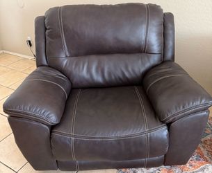 Brown leather power recliner
