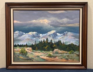 ROBERT WANDS (b1939) Stunning c1980 Colorado Mountain Oil Painting "Front Range"