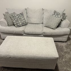 Gray Love Seat Sleeper Sofa W/ Ottoman