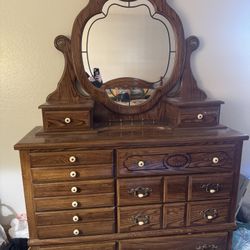 Bedroom Dresser With Mirror Plus Nightstand 