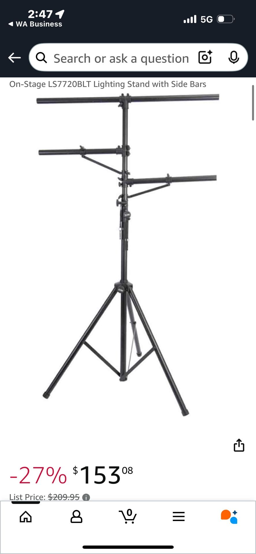 On-Stage LS7720BLT Lighting Stand with Side Bars