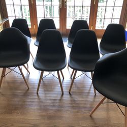 Mid Century Dining Chairs Black (8 Total)
