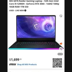 Msi GE76 RAIDER Gaming Laptop