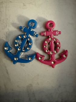 Anchor Charms with Rhinestones – Set of 2
