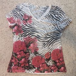 Floral Zebra Print T-Shirt