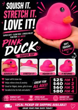 🩷 PINK DUCK SQUISHY – THE STRESS RELIEVER EVERYONE WANTS! 🦆