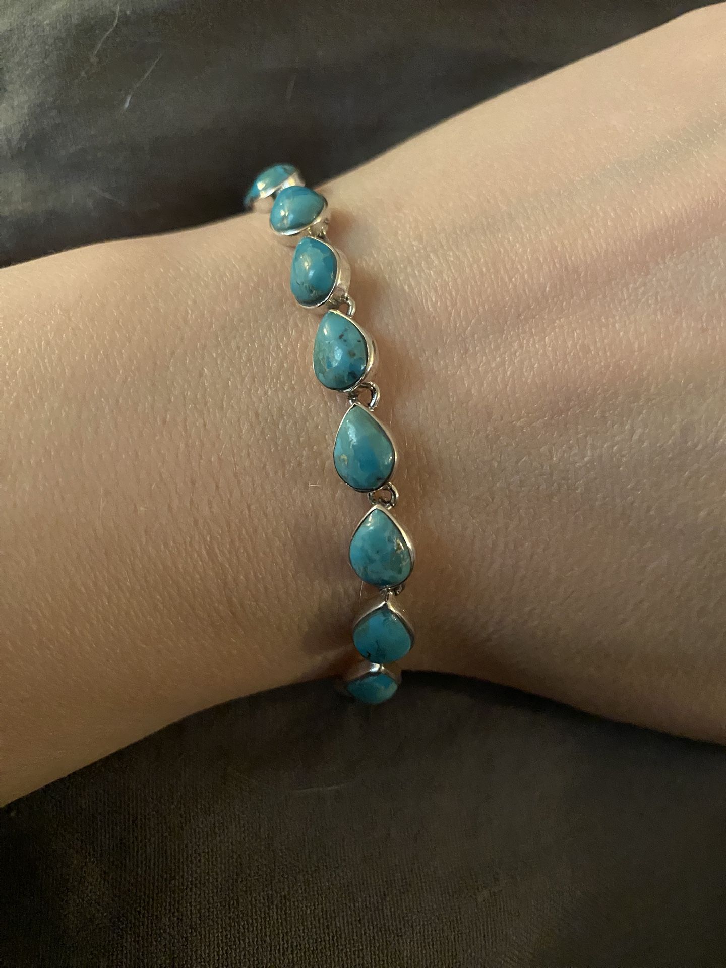 Genuine turquoise link bracelet in 925 sterling silver - new!